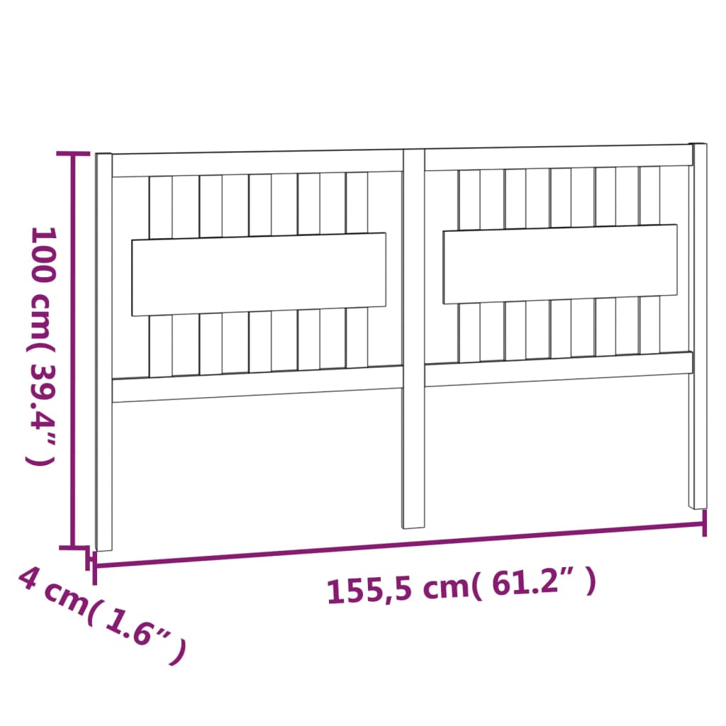 vidaXL Cabeceira de cama 155,5x4x100 cm madeira de pinho maciça branco