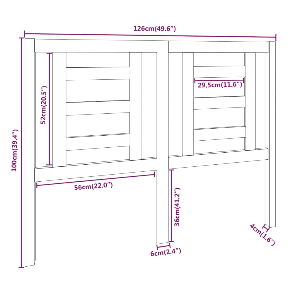 vidaXL Cabeceira de cama 126x4x100 cm pinho maciço