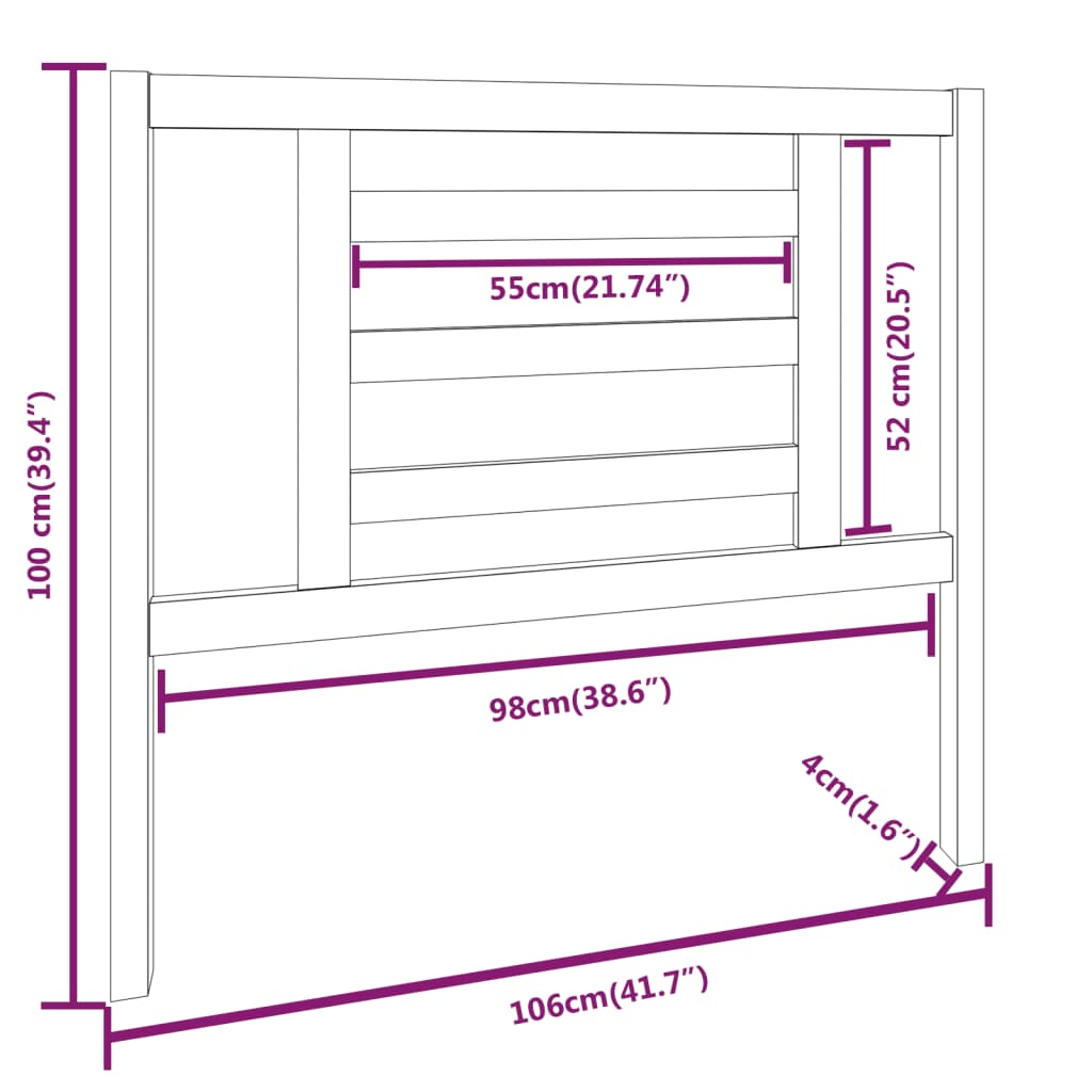 vidaXL Cabeceira de cama 106x4x100 cm pinho maciço branco