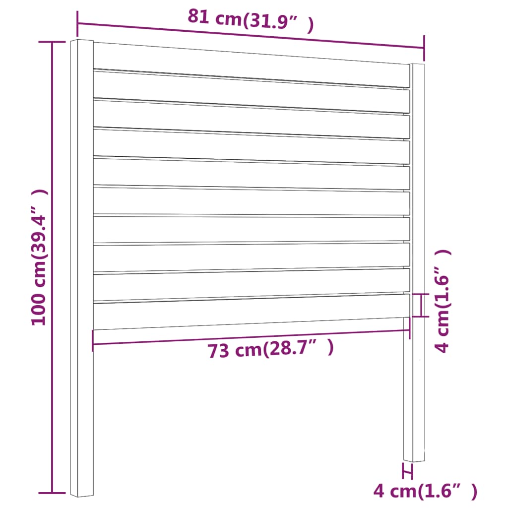 vidaXL Cabeceira de cama 81x4x100 cm pinho maciço cinzento