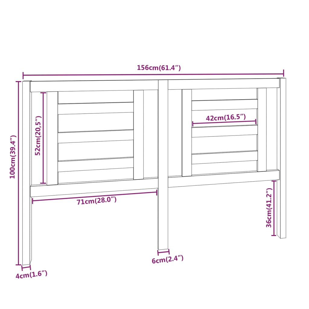 vidaXL Cabeceira de cama 156x4x100 cm pinho maciço