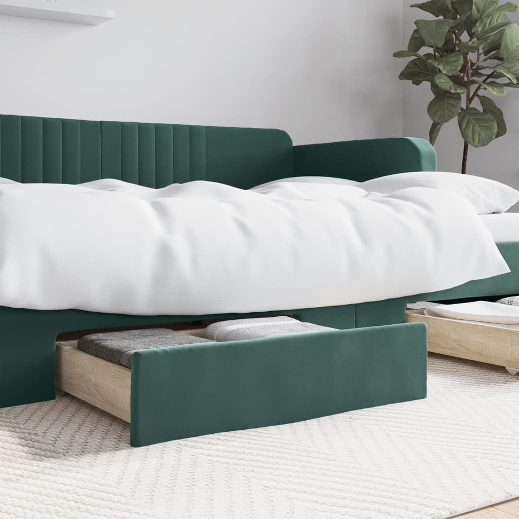 vidaXL Gavetas de cama 2pcs derivados de madeira e veludo verde-escuro