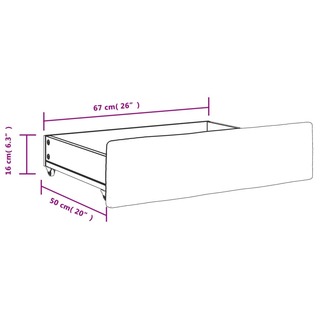 vidaXL Gavetas de cama 2 pcs derivados de madeira e tecido cinza-claro