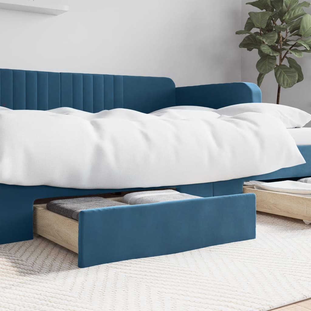 vidaXL Gavetas de cama 2 pcs derivados de madeira e veludo azul