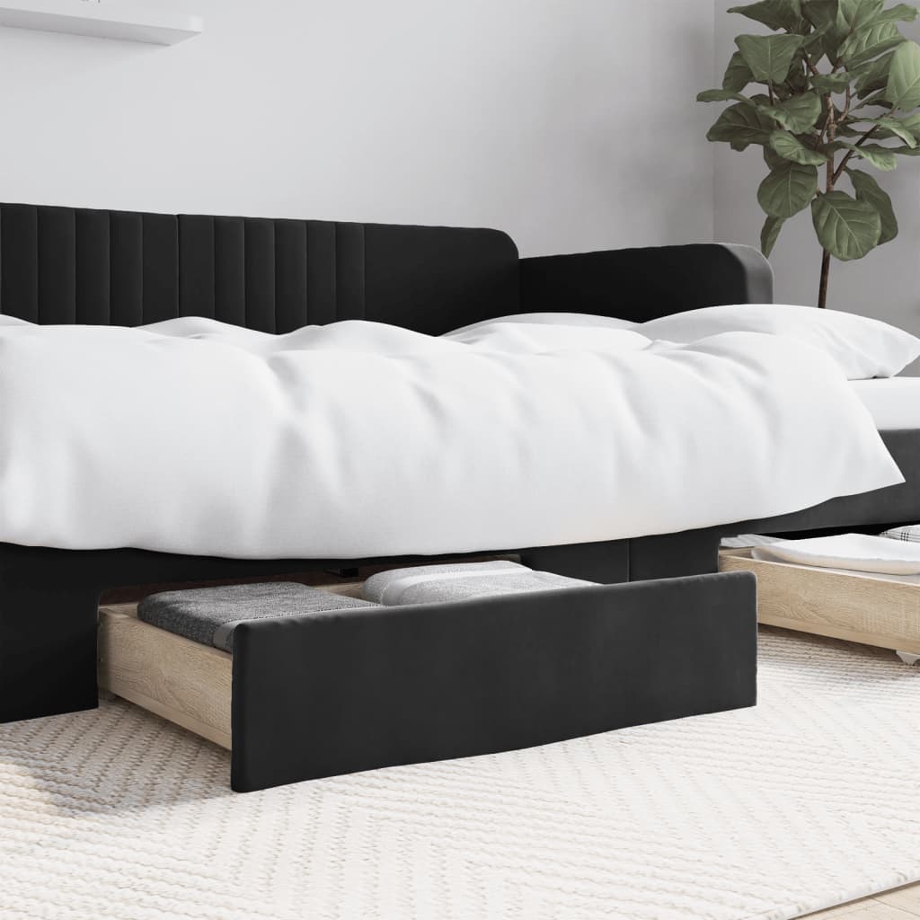 vidaXL Gavetas de cama 2 pcs derivados de madeira e veludo preto