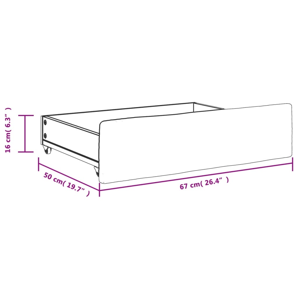 vidaXL Gavetas de cama 2 pcs derivados de madeira e veludo preto