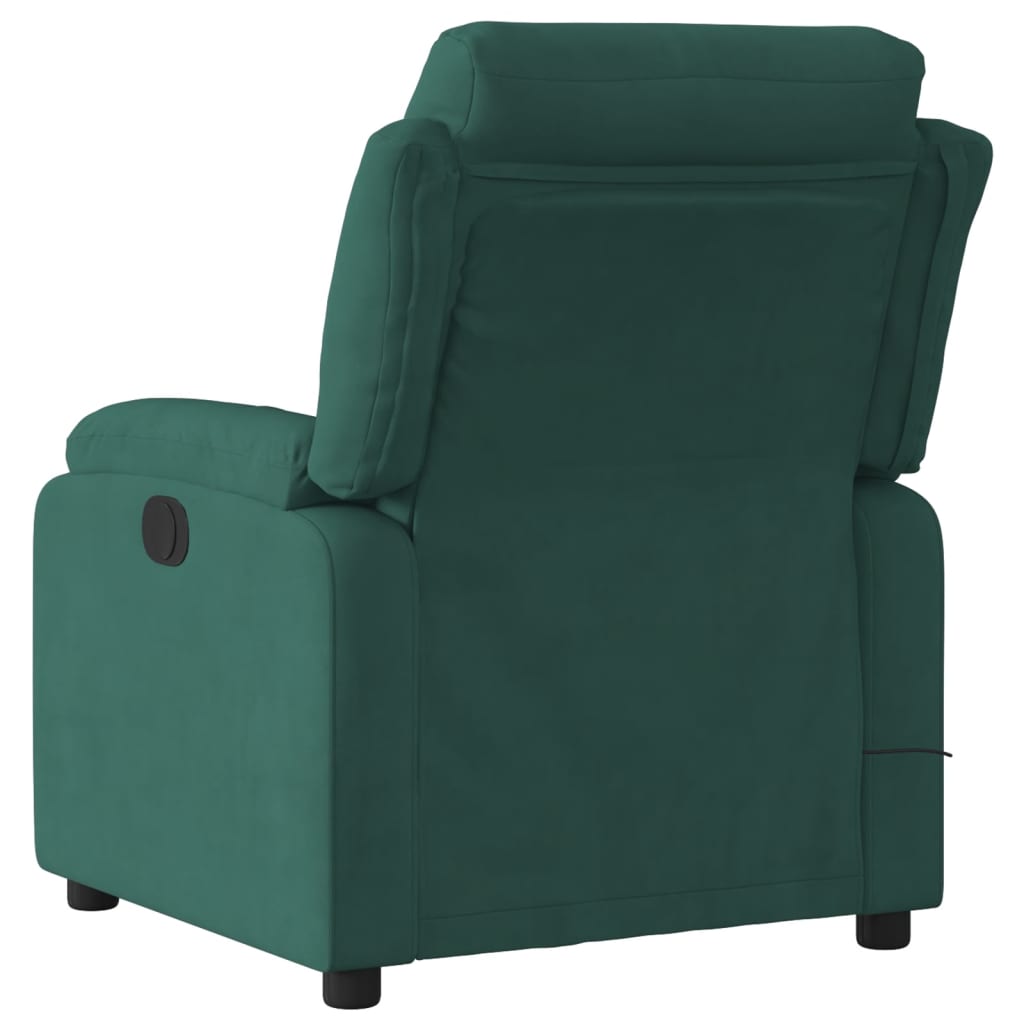 vidaXL Poltrona de massagens reclinável veludo verde-escuro