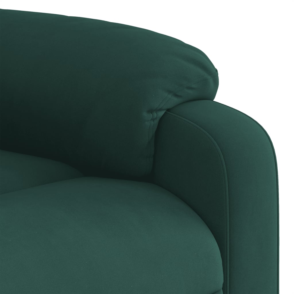 vidaXL Poltrona de massagens reclinável veludo verde-escuro