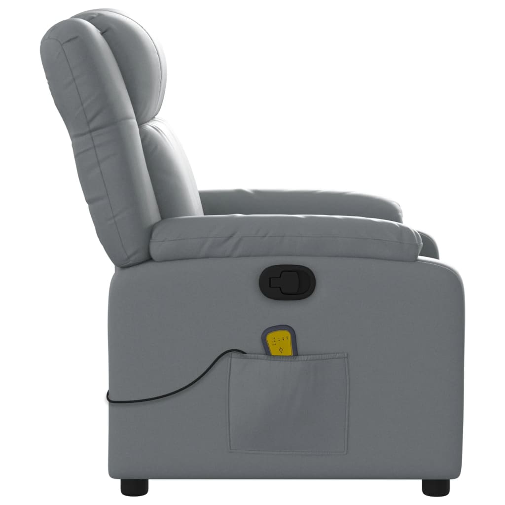 vidaXL Poltrona de massagens reclinável couro artificial cinzento