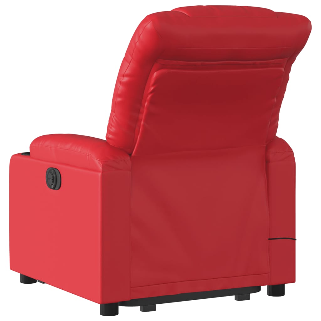 vidaXL Poltrona massagens reclinável elevatória couro artif. vermelho