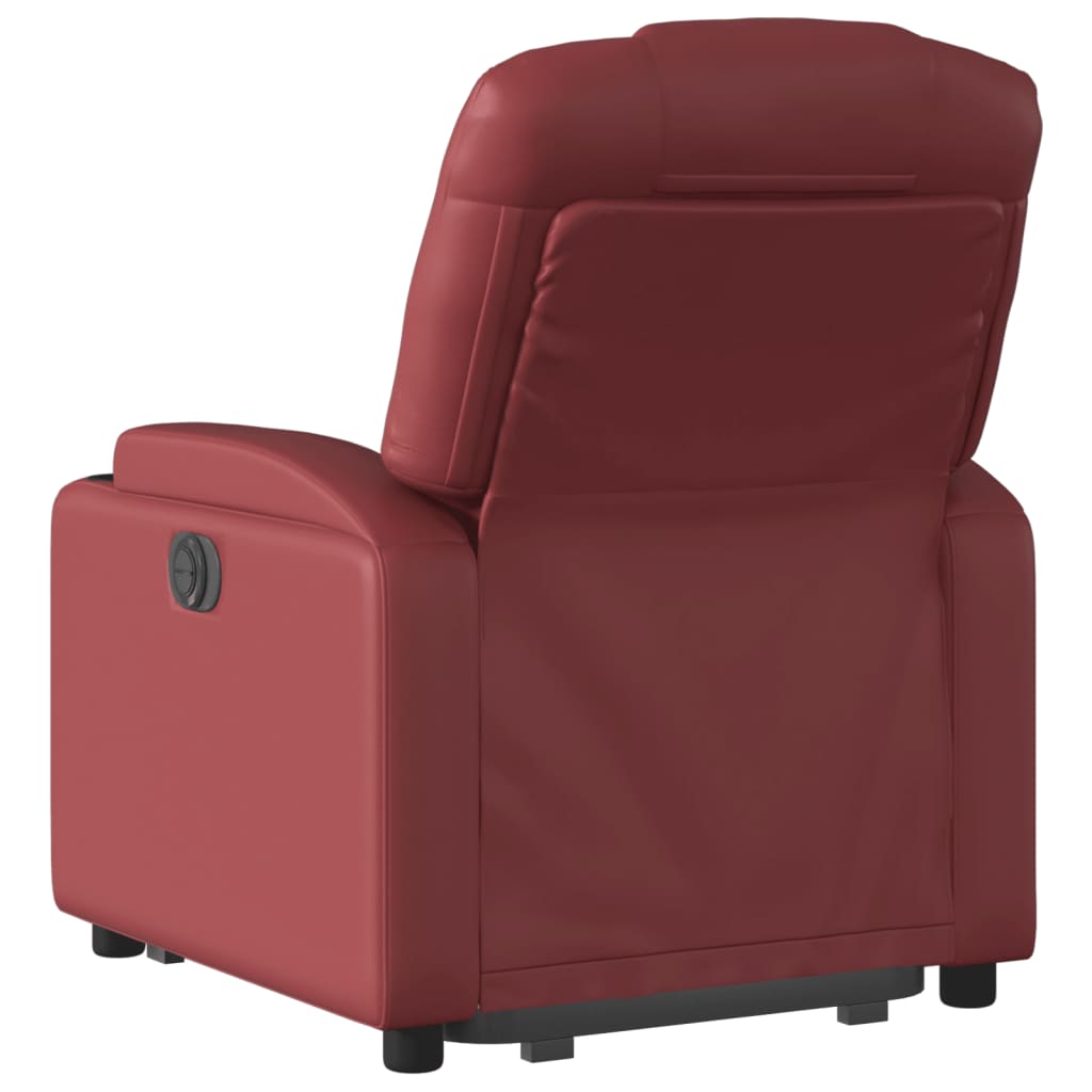 vidaXL Poltrona reclin. elevatória elétrica couro artif vermelho-tinto