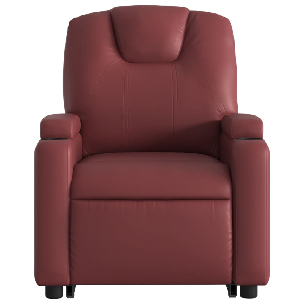 vidaXL Poltrona reclin. elevatória elétrica couro artif vermelho-tinto