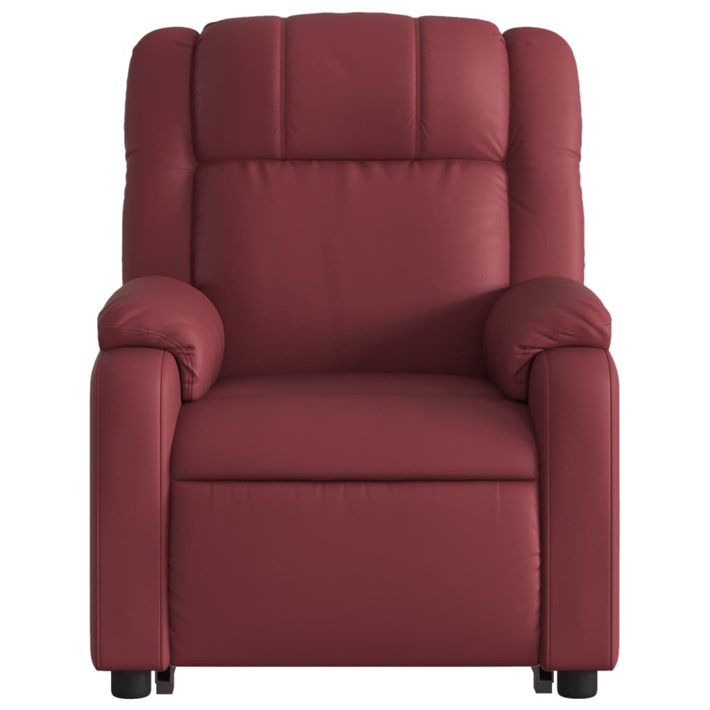 vidaXL Poltrona reclin. elevatória elétrica couro artif vermelho-tinto