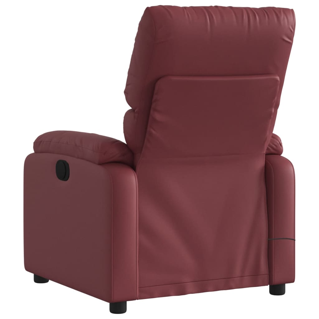 vidaXL Poltrona massagens reclin. elétrica couro artif. vermelho-tinto