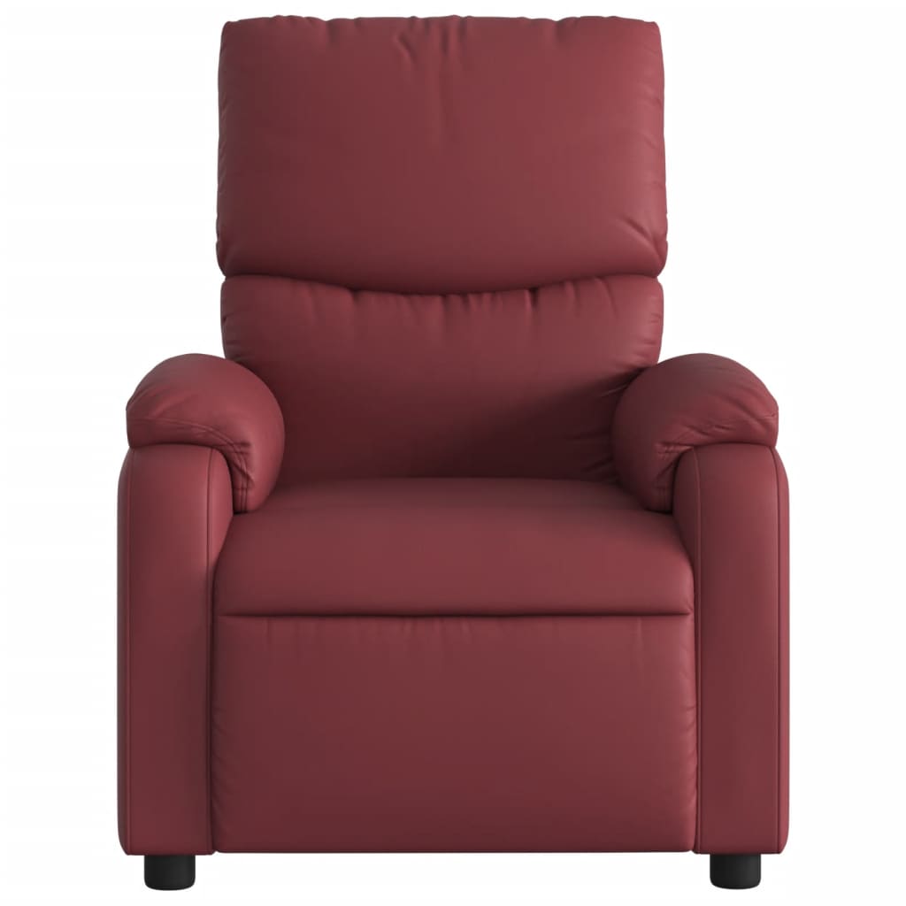 vidaXL Poltrona massagens reclin. elétrica couro artif. vermelho-tinto