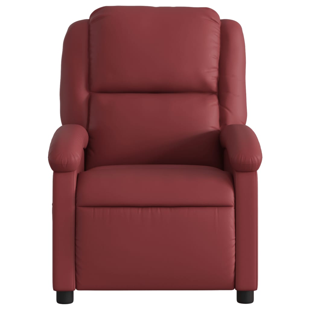 vidaXL Poltrona massagens reclin. elétrica couro artif. vermelho-tinto