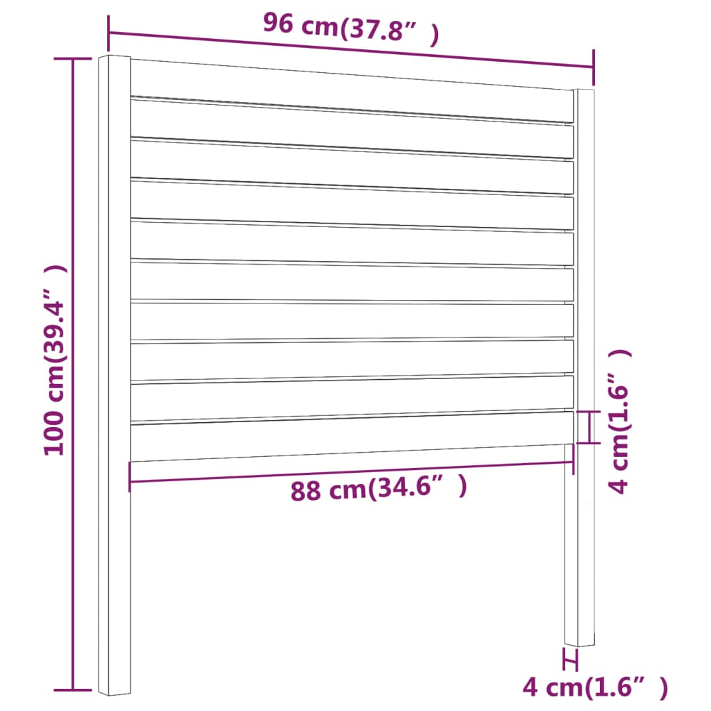 vidaXL Cabeceira de cama 96x4x100 cm pinho maciço