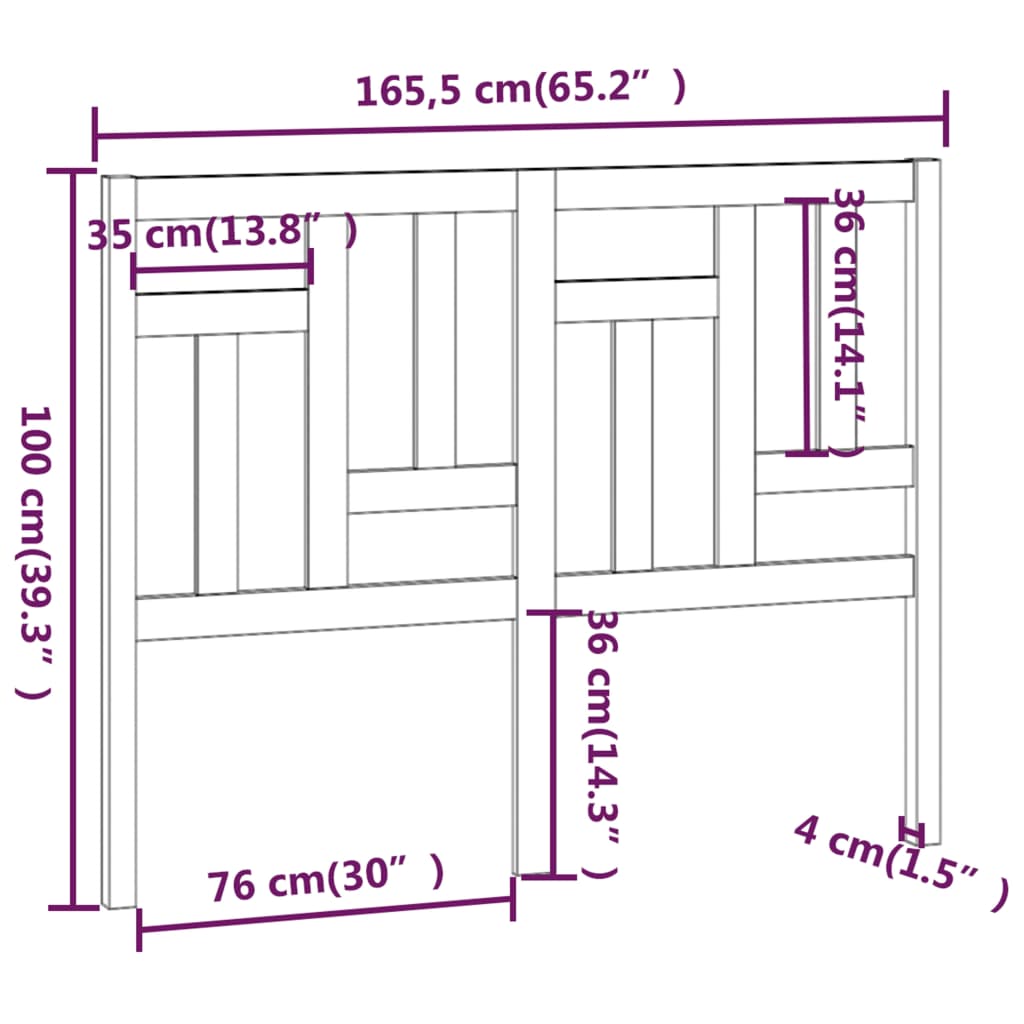 vidaXL Cabeceira de cama 165,5x4x100 cm madeira de pinho maciça branco