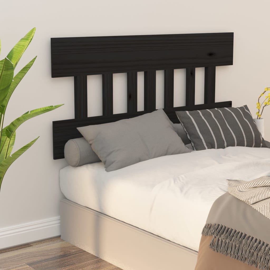 vidaXL Cabeceira de cama 143,5x3x81 cm pinho maciço preto