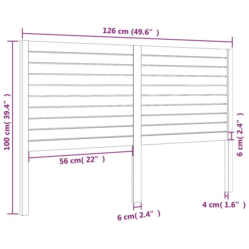 vidaXL Cabeceira de cama 126x4x100 cm pinho maciço preto