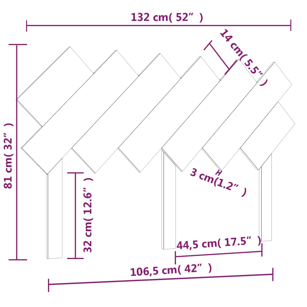 vidaXL Cabeceira de cama 132x3x81 cm pinho maciço cinzento