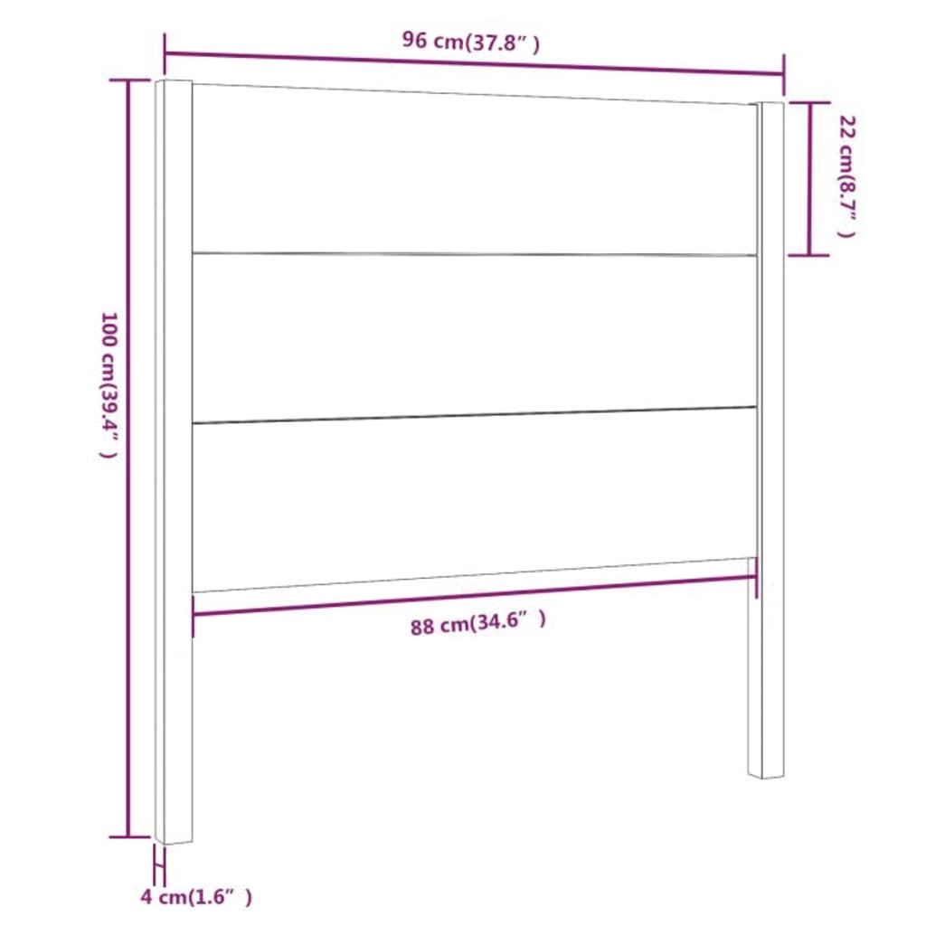 vidaXL Cabeceira de cama 96x4x100 cm pinho maciço cinzento