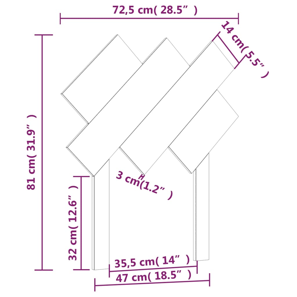 vidaXL Cabeceira de cama 72,5x3x81 cm pinho maciço castanho mel