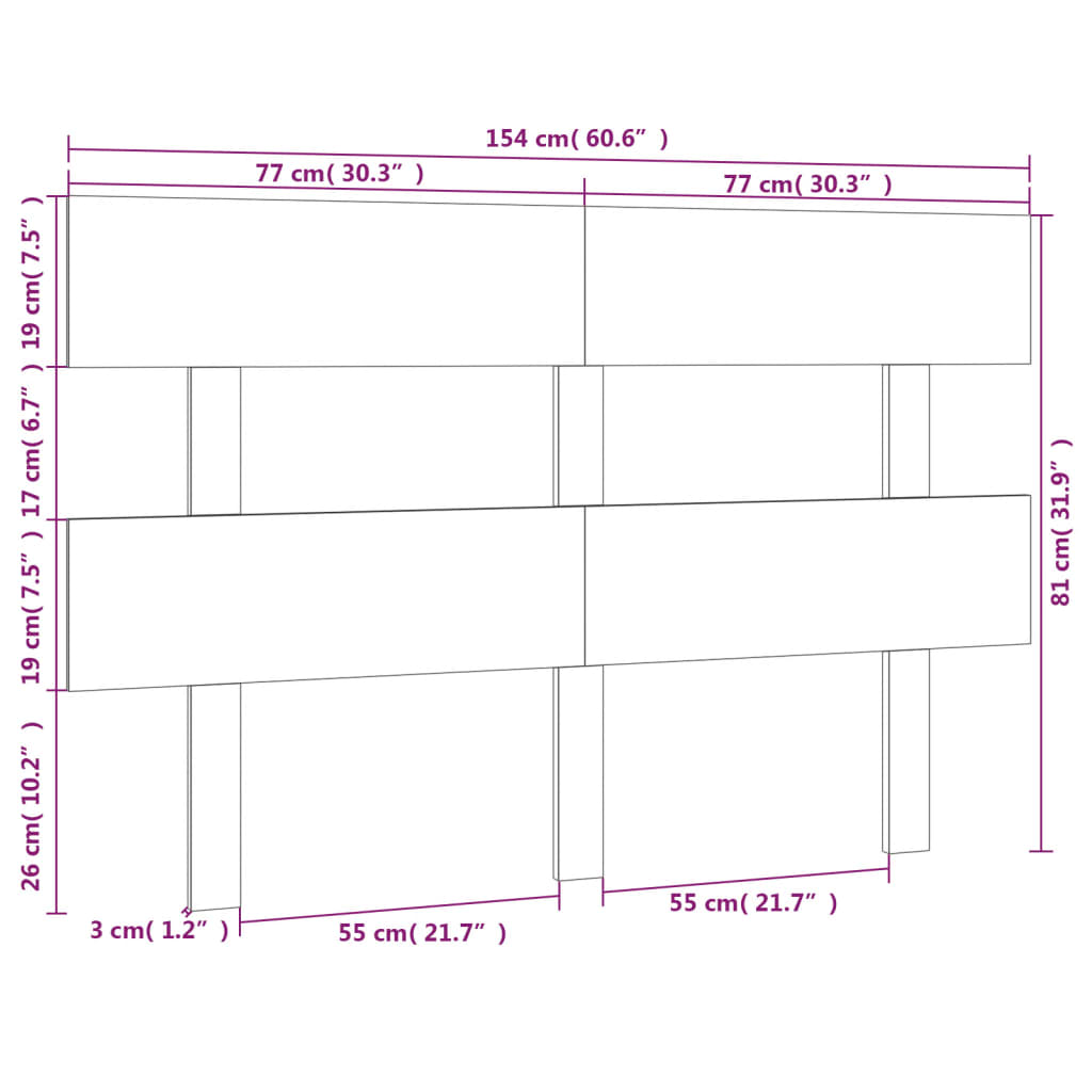 vidaXL Cabeceira de cama 154x3x81 cm pinho maciço