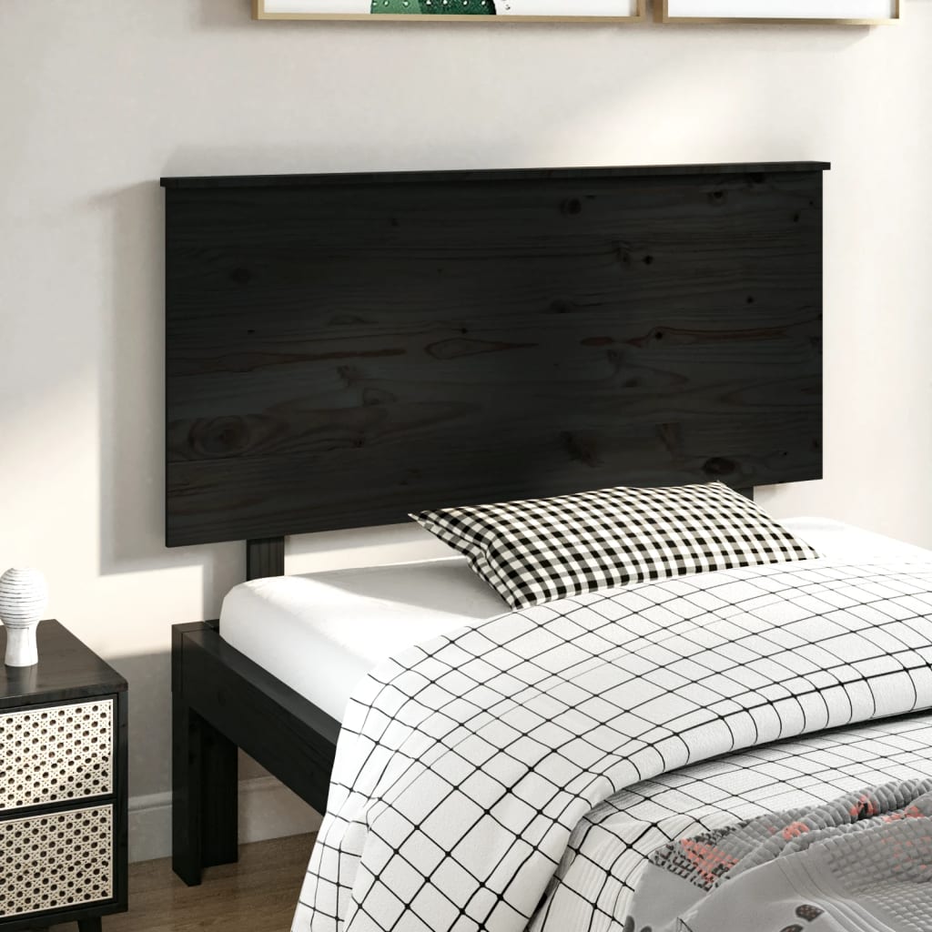 vidaXL Cabeceira de cama 124x6x82,5 cm pinho maciço preto