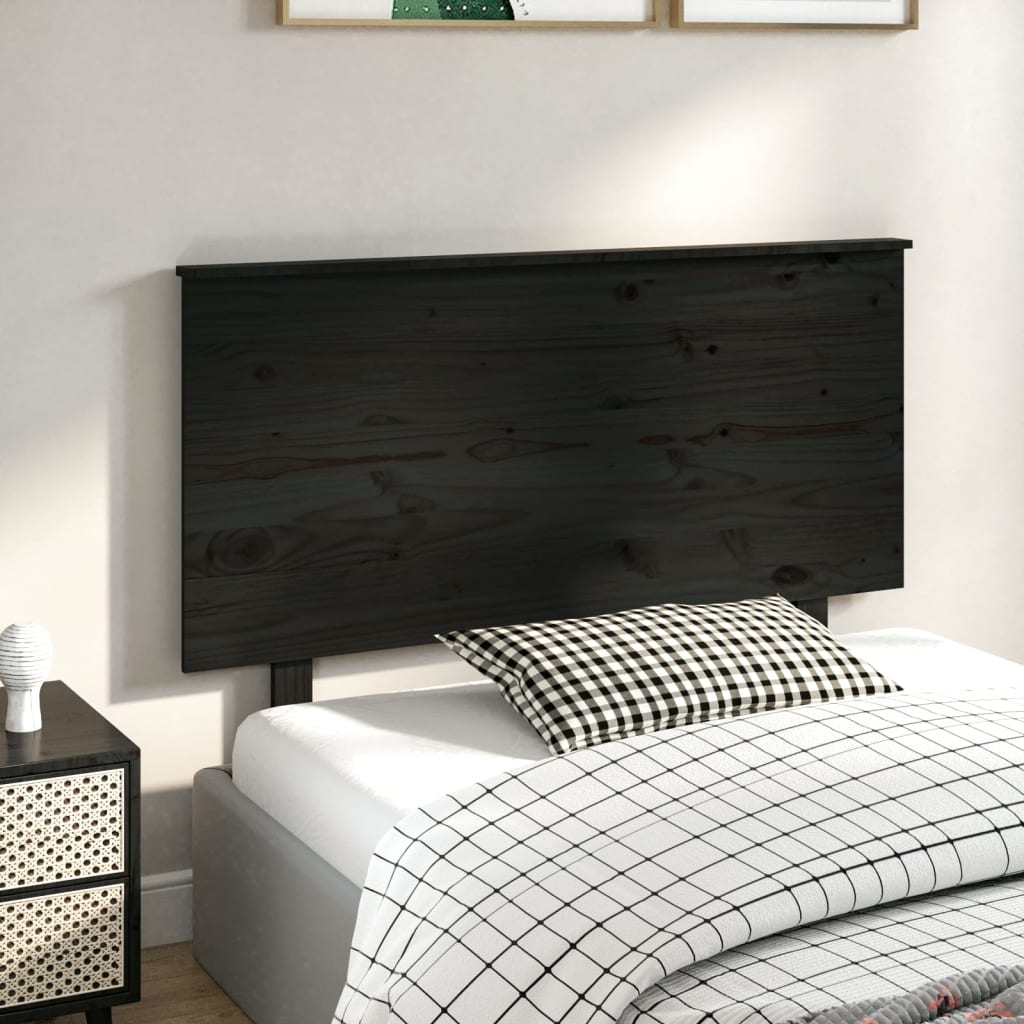 vidaXL Cabeceira de cama 124x6x82,5 cm pinho maciço preto