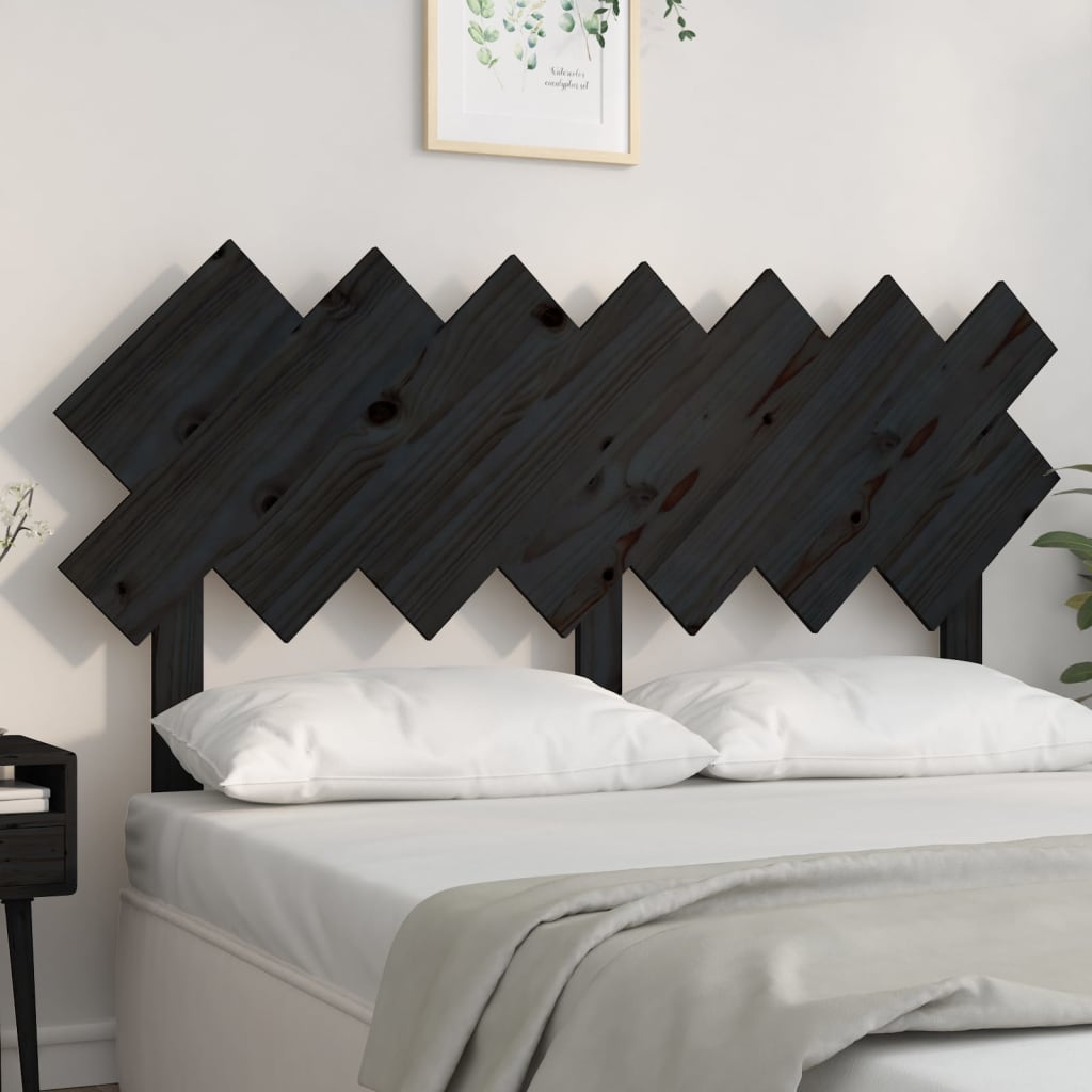 vidaXL Cabeceira de cama 151,5x3x81 cm pinho maciço preto