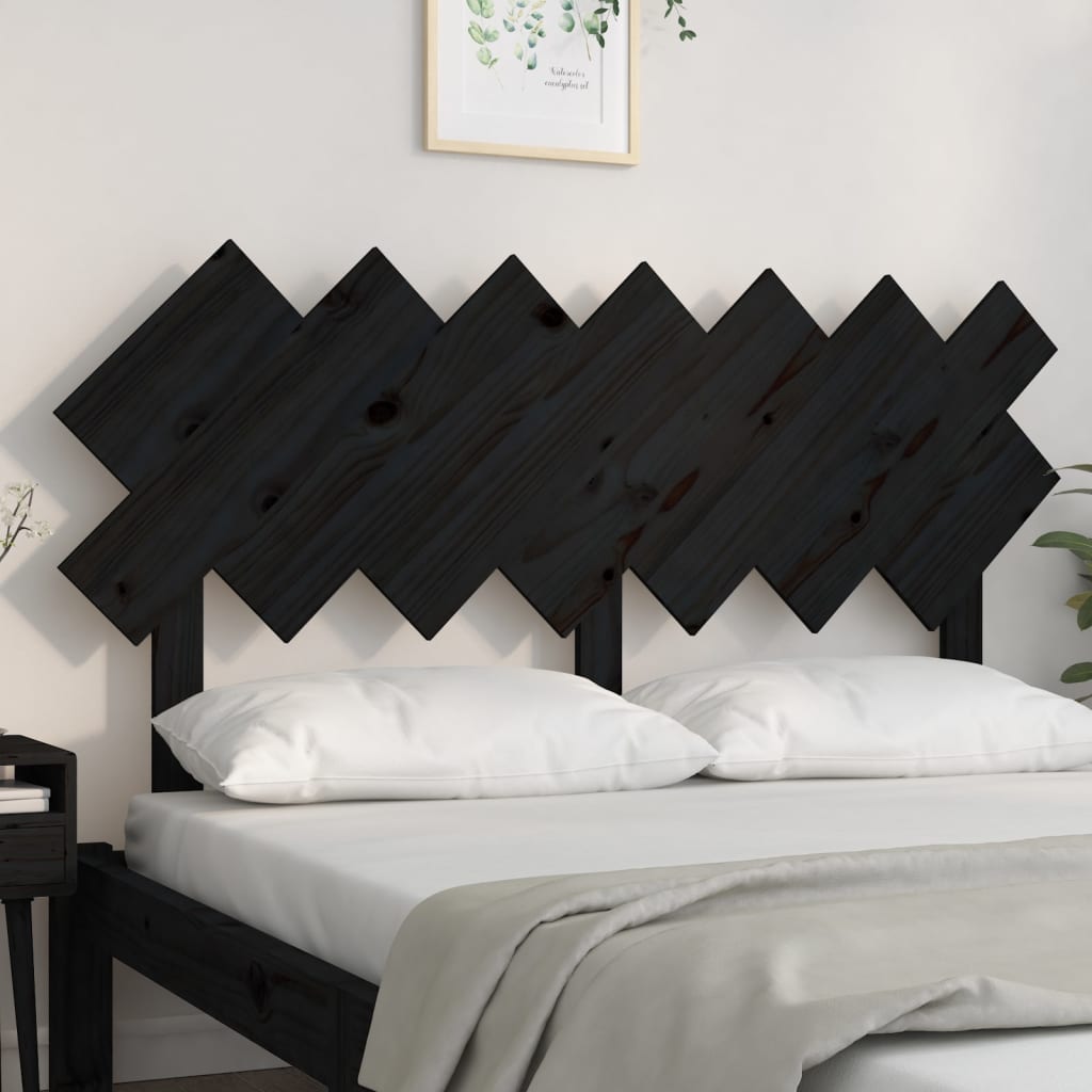 vidaXL Cabeceira de cama 151,5x3x81 cm pinho maciço preto