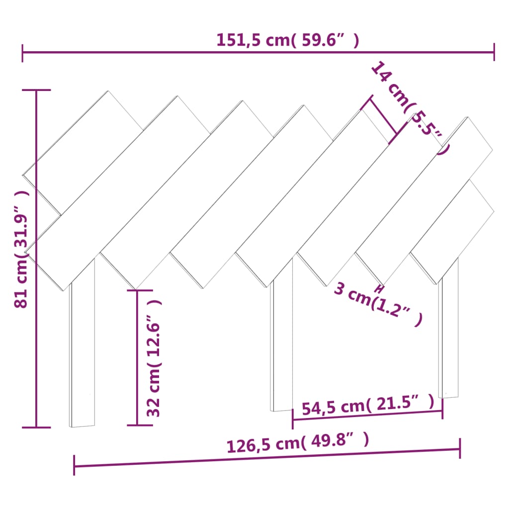 vidaXL Cabeceira de cama 151,5x3x81 cm pinho maciço preto