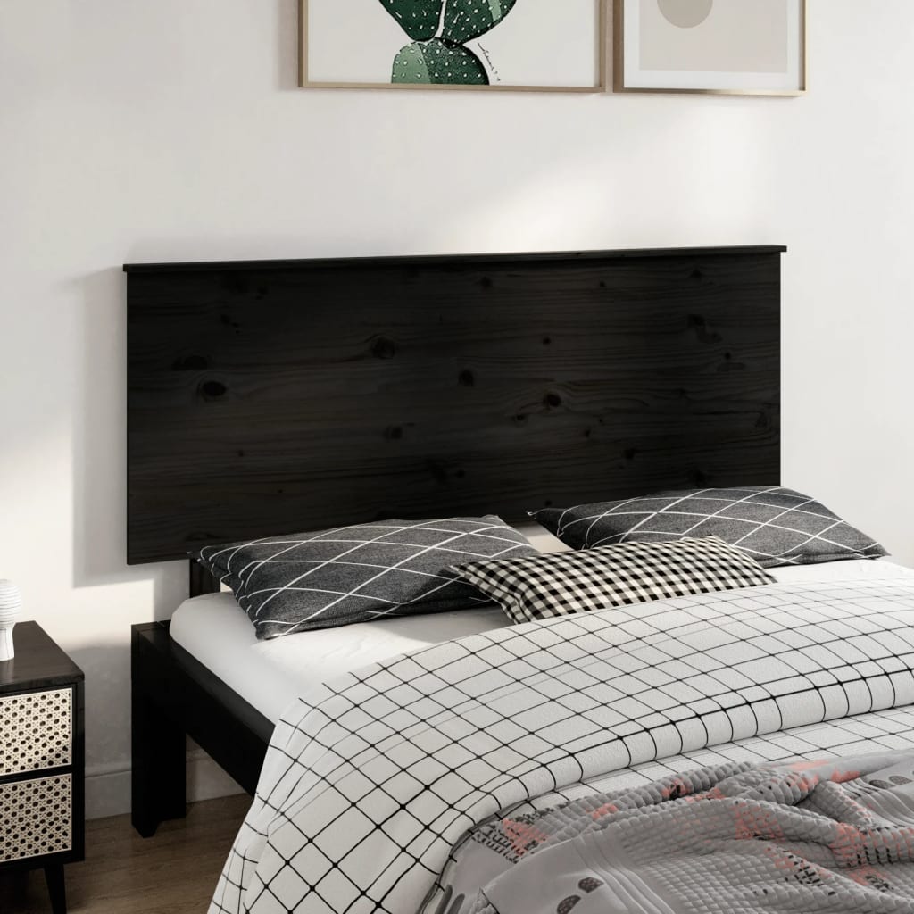 vidaXL Cabeceira de cama 154x6x82,5 cm pinho maciço preto