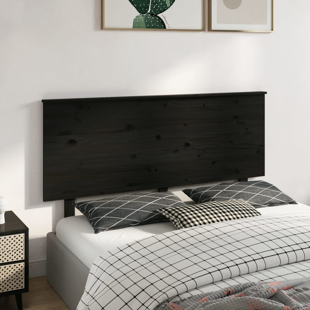 vidaXL Cabeceira de cama 154x6x82,5 cm pinho maciço preto