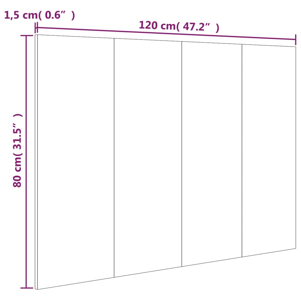 vidaXL Cabeceira cama 120x1,5x80 cm derivados madeira cinzento sonoma