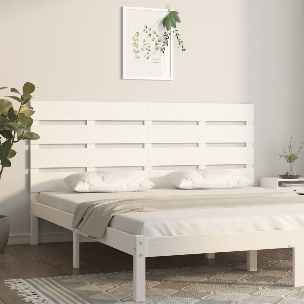 vidaXL Cabeceira de cama 150x3x80 cm pinho maciço branco