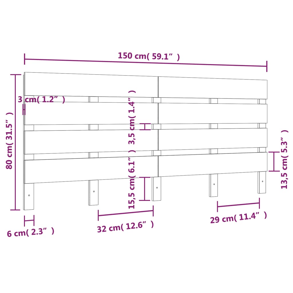 vidaXL Cabeceira de cama 150x3x80 cm pinho maciço branco