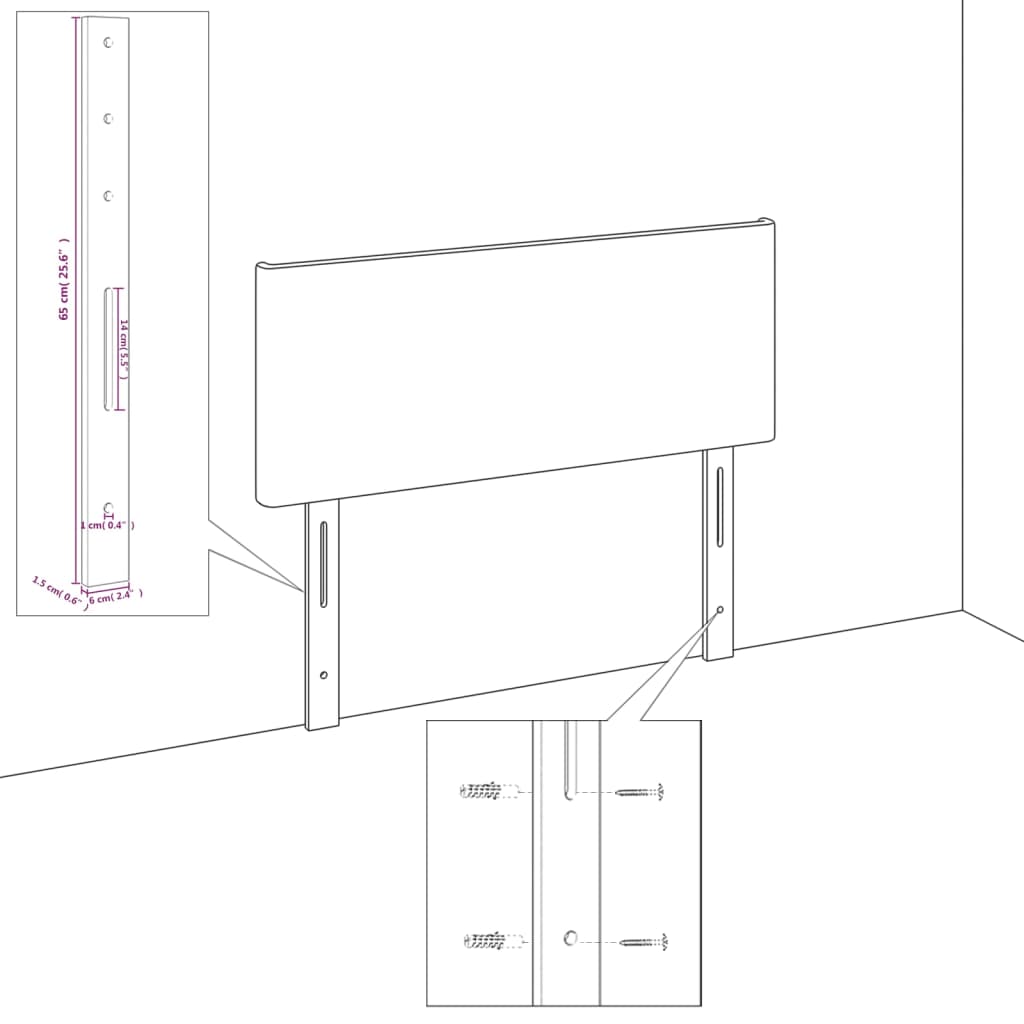 vidaXL Cabeceira de cama tecido 90x5x78/88 cm castanho