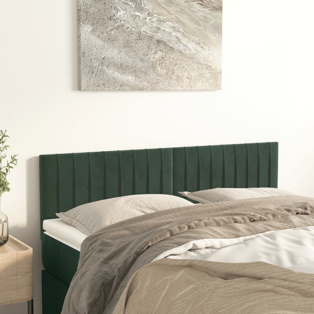 vidaXL Cabeceira de cama 2 pcs veludo 72x5x78/88 cm verde-escuro