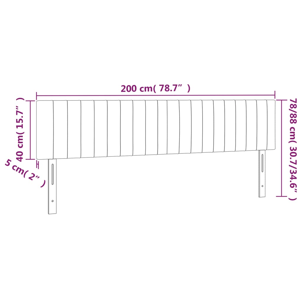 vidaXL Cabeceira de cama 2 pcs veludo 100x5x78/88 cm cinzento-escuro