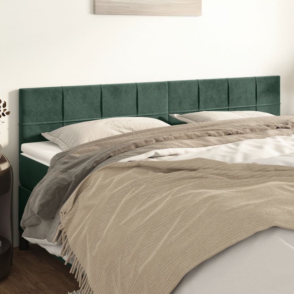 vidaXL Cabeceira de cama 2 pcs veludo 80x5x78/88 cm verde-escuro