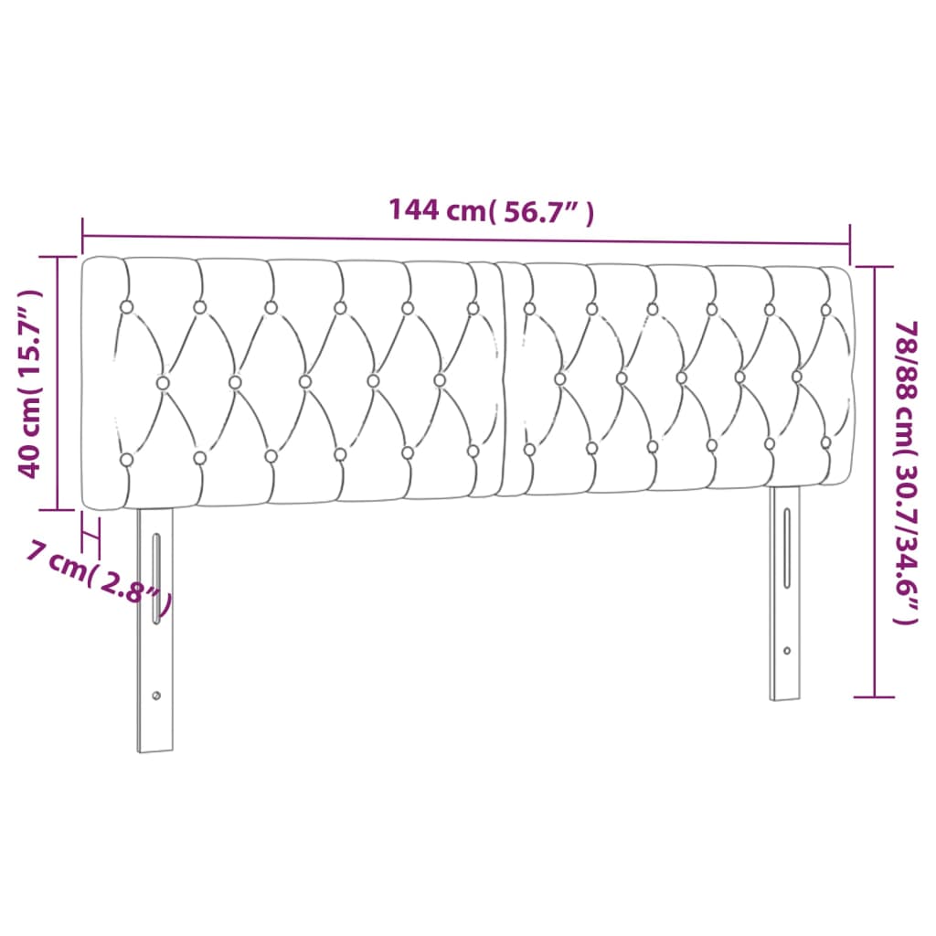 vidaXL Cabeceira de cama 2 pcs tecido 72x7x78/88 cm cinzento-claro