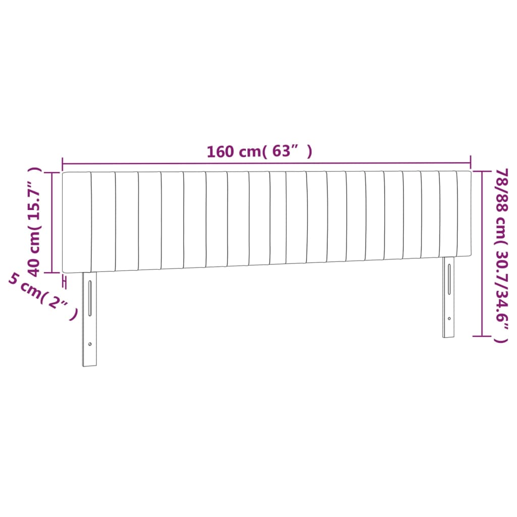 vidaXL Cabeceira de cama 2 pcs veludo 80x5x78/88 cm cinzento-claro