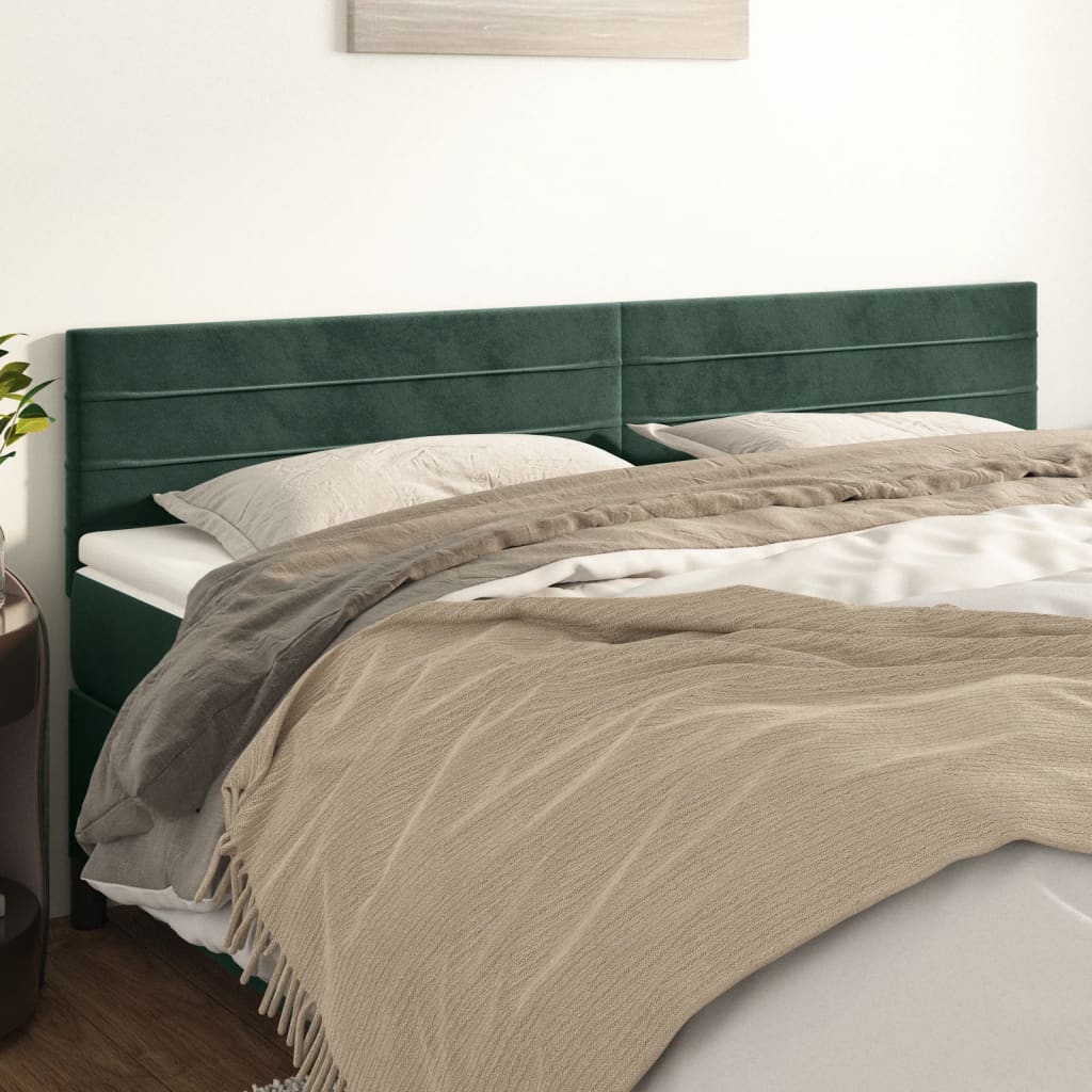 vidaXL Cabeceira de cama 2 pcs veludo 90x5x78/88 cm verde-escuro