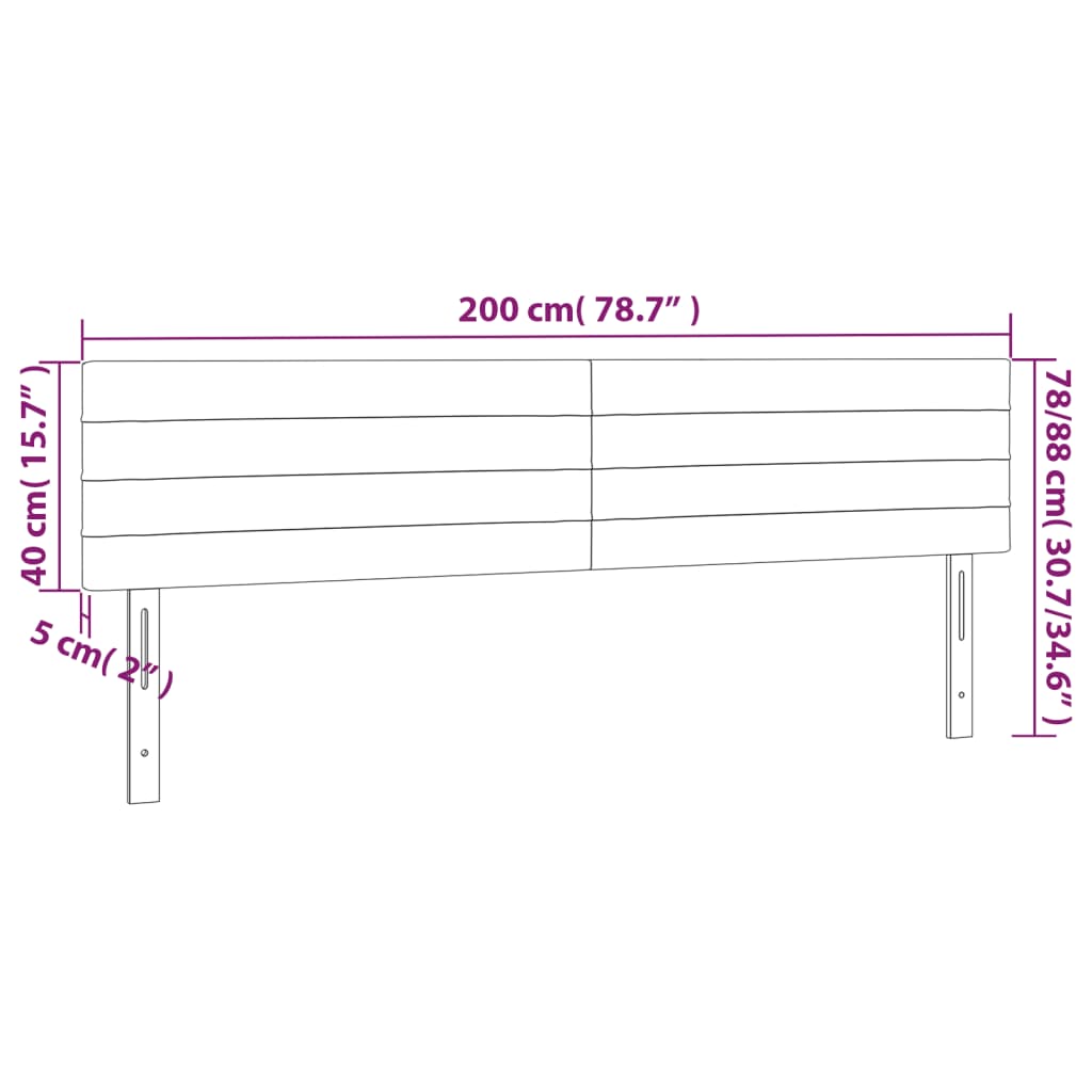 vidaXL Cabeceira de cama 2 pcs veludo 100x5x78/88 cm cinzento-escuro