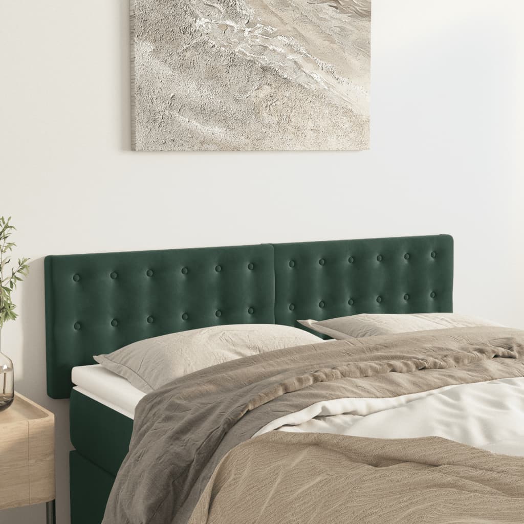 vidaXL Cabeceira de cama 2 pcs veludo 72x5x78/88 cm verde-escuro