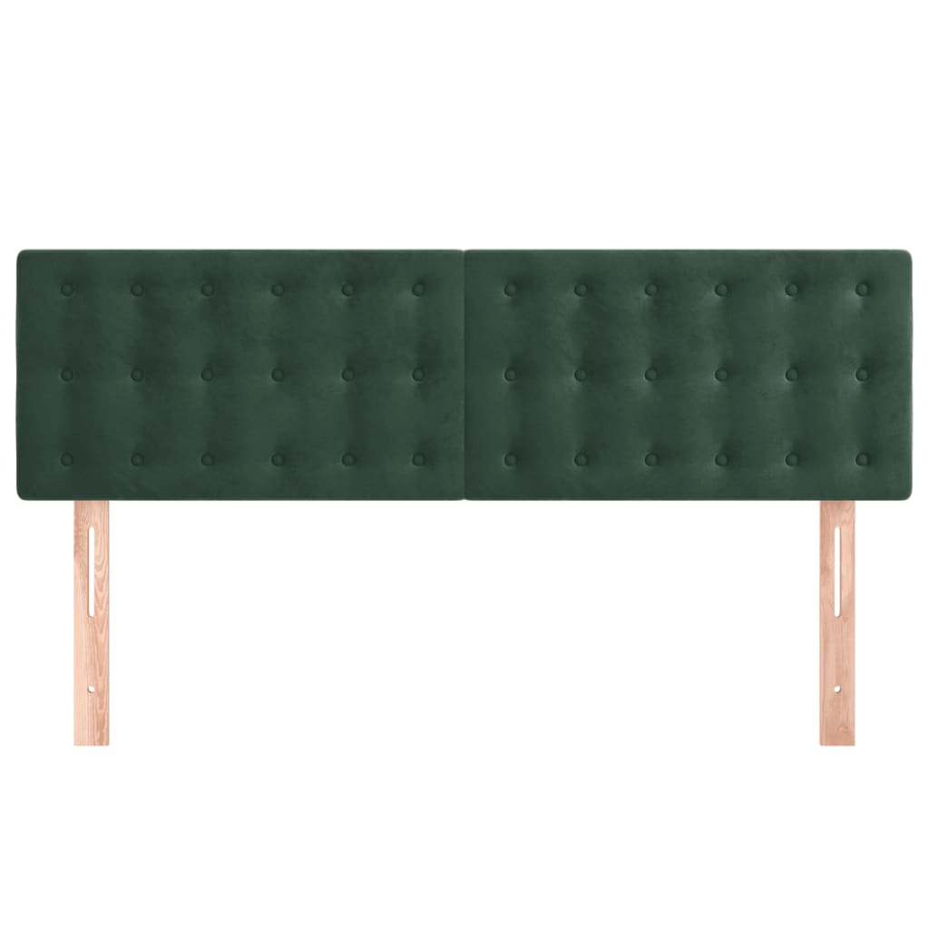 vidaXL Cabeceira de cama 2 pcs veludo 72x5x78/88 cm verde-escuro