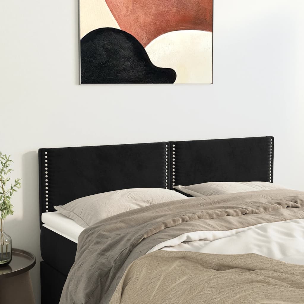 vidaXL Cabeceira de cama 2 pcs veludo 72x5x78/88 cm preto