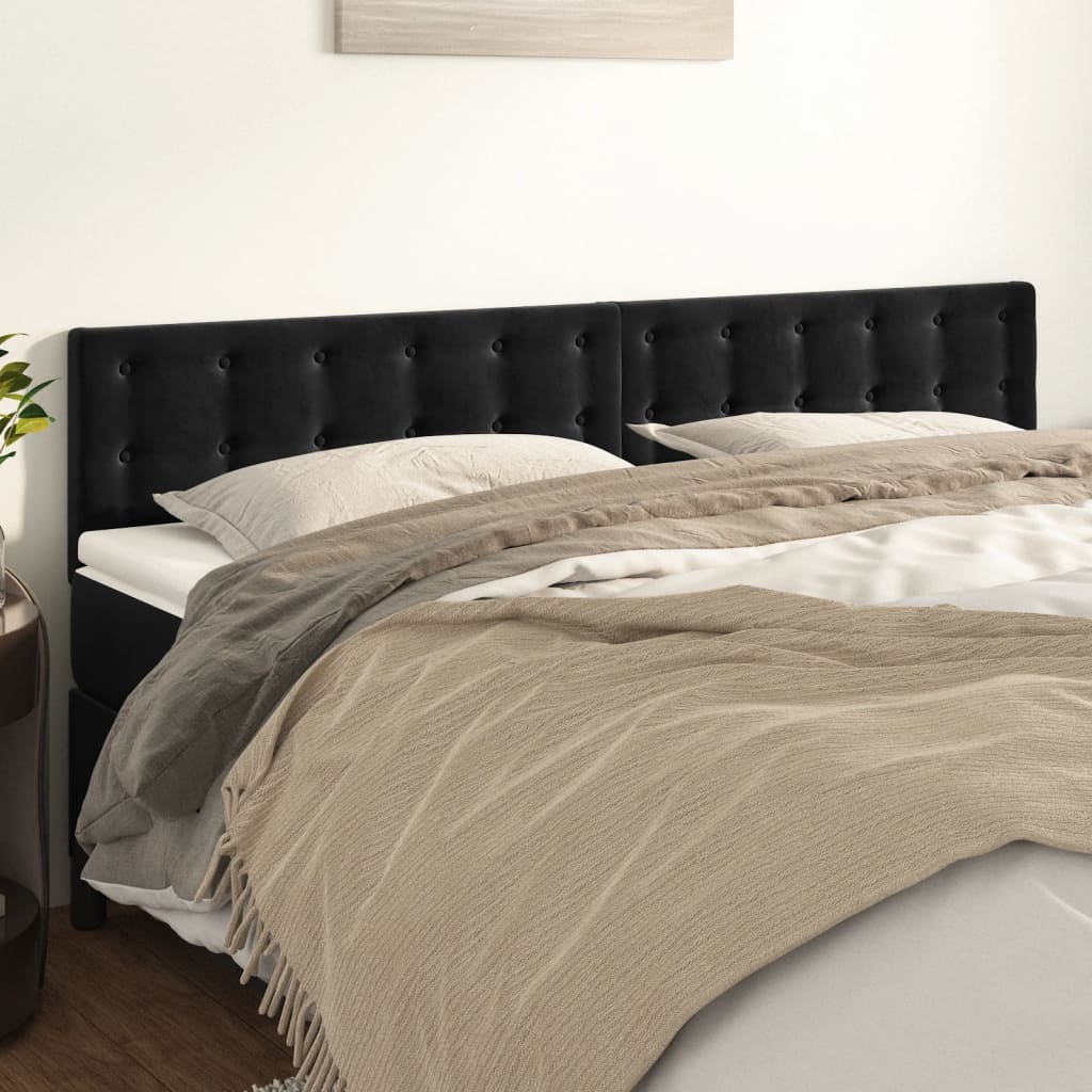 vidaXL Cabeceira de cama 2 pcs veludo 80x5x78/88 cm preto